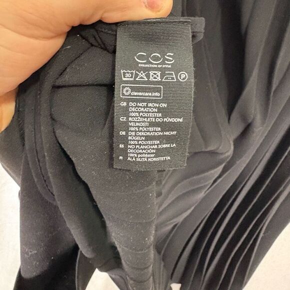 COS Black V Neck Long Pleated Back Longline Blazer Coat Women's Size 38 = 8 - Picture 10 of 10